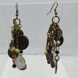 Soft Surrounding multi color coin dangle earring fish hook